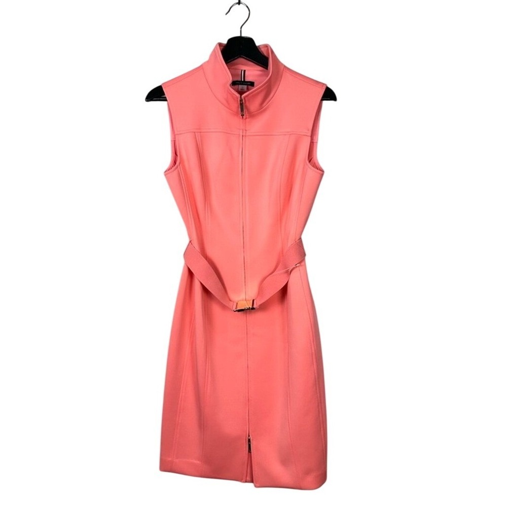 Tommy Hilfiger Coral Zip Front Sleeveless Belted Sheath Dress Size 6 NWT‎
